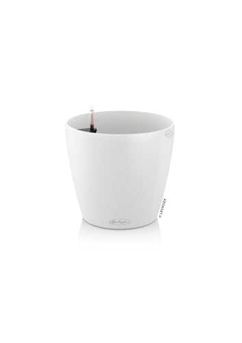 Lechuza Classico Color 28 White, Self-Watering Round Planter, D11 H10.2 in