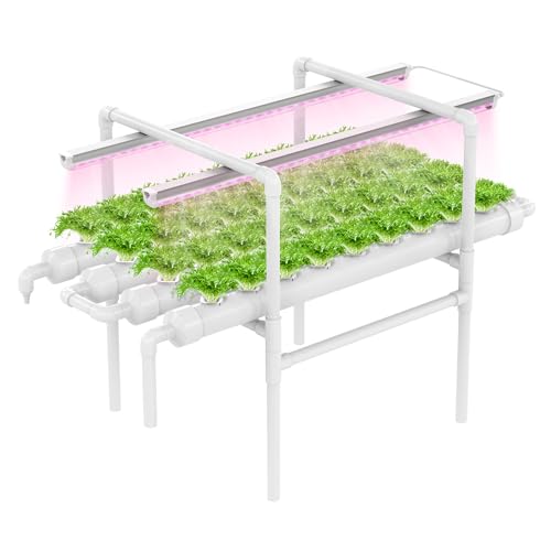 DPROOTS NFT Hydroponic Growing System Kit - Full-Spectrum Grow Lights ＆ Timer | 36 Plant Sites | Food-Grade PVC-U Pipes | Auto Water Pump & Timer | Indoor Gardening for Leafy Greens, Lettuce & Herbs