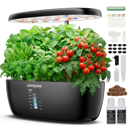Ahopegarden Hydroponics Growing System: 12 Pods Indoor Herb Garden with LED