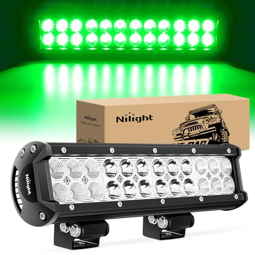 Nilight LED Light Bar 12 Inch 72W Spot Flood Combo Green Beam Off Road Lights Fishing Hunting Emergency Deck Boat Work Lighting for Trucks UTV Pick-up Van Boat Tractor