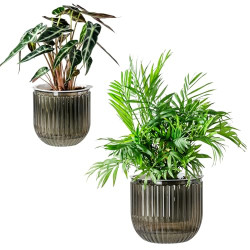 Melphoe Self Watering Pots for Indoor Plants Planter, 6.5/5.3 Inch 2 Pack Planters Self Watering Plant Pots for Flower, Houseplants, Succulent, African Violets and Cactus with Drainage