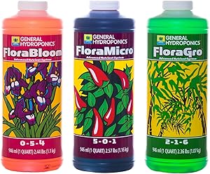 General Hydroponics Flora Series: FloraMicro, FloraBloom, FloraGro - 3-Part Hydroponic Nut