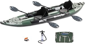 385FTA Fasttrack Angler 1–2-Person Inflatable Green Fishing Kayak-Rigid Keel, Drop Stitch 