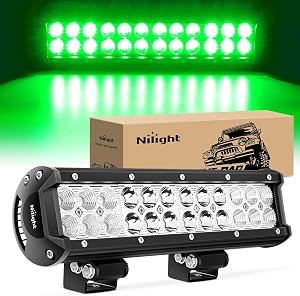 Nilight LED Light Bar 12 Inch 72W Spot Flood Combo Green Beam Off Road Lights Fishing Hunt
