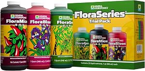 General Hydroponics FloraSeries Hydroponic Nutrient Fertilizer System Trial Pack with Flor