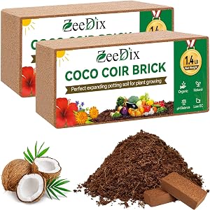 ZeeDix 2 Pcs Coco Coir Brick for Plants- 100% Organic Coconut Coir for Garden Soil & P