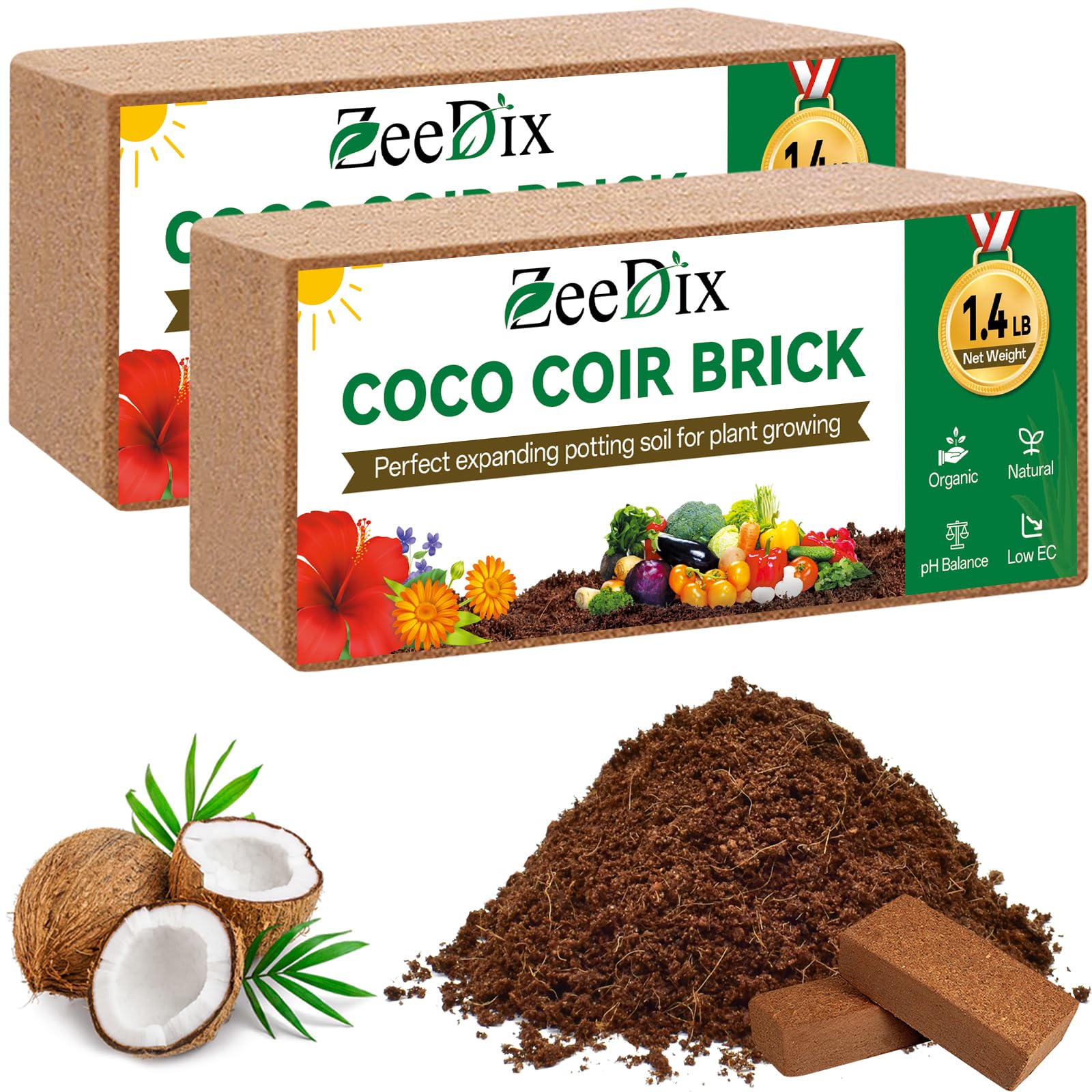 ZeeDix 2 Pcs Coco Coir Brick for Plants- 100% Organic Coconut Coir for — Real-world performance testing in action
