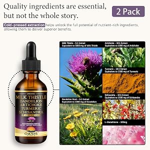 OASIS FORCE 2 Pack Milk Thistle Drops for Liver Cleanse Detox & Repair, Milk Thistle E