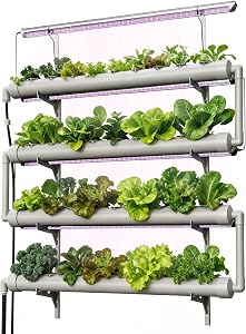 NFT Hydroponics Growing System，36 Pods Wall-Mounted Indoor Garden，Full Spectrum Grow Light
