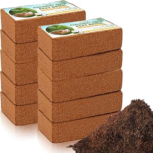 Legigo Pack of 10 Organic Coco Coir Bricks- 100% Natural Compressed Coco Peat Brick Coconu