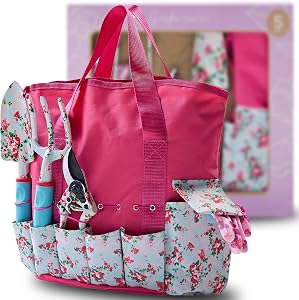 Nature Anywhere Gardening Tools for Women – Garden Tool Set, 5 Piece Gardening Kit with Ga
